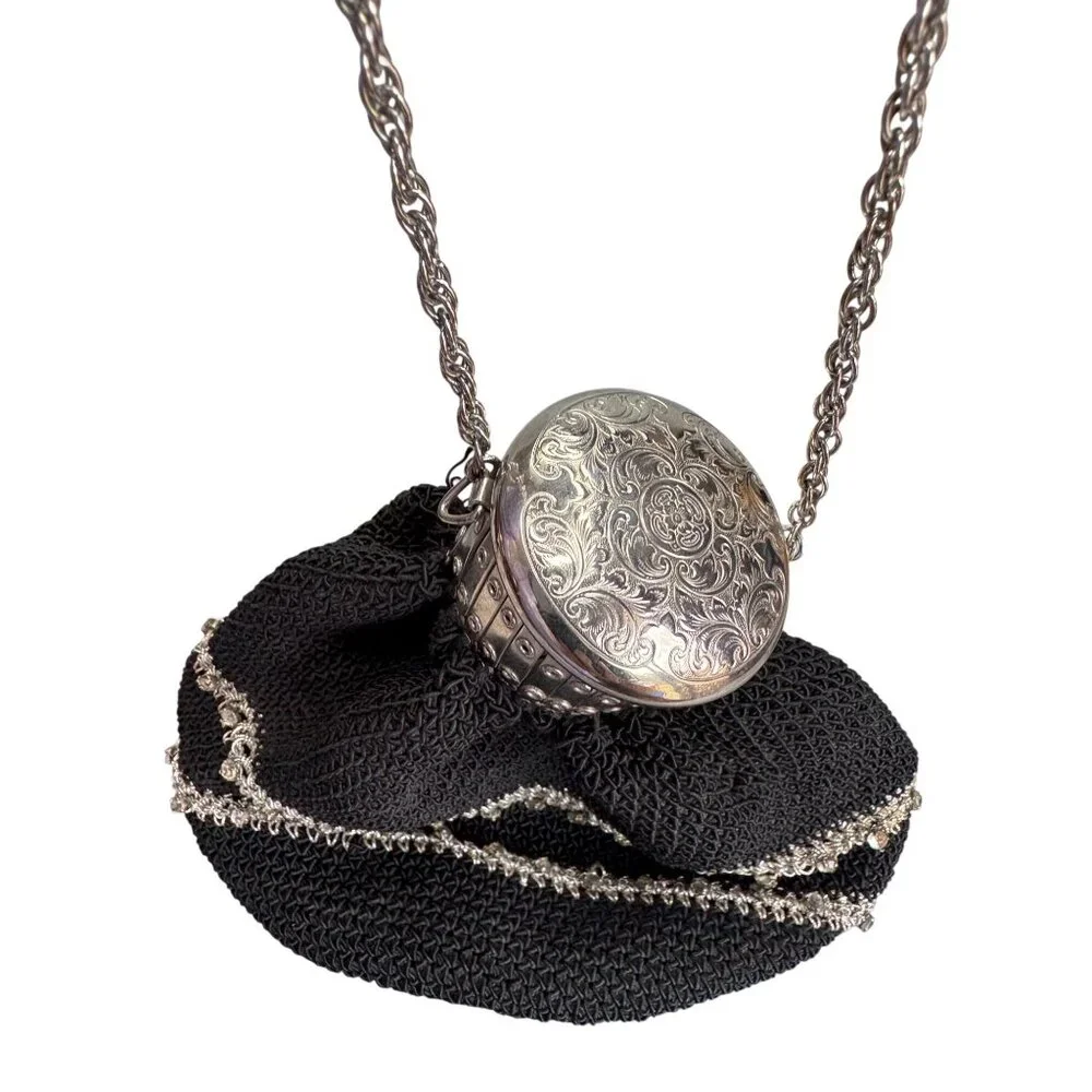 erman Art Deco Mesh Evening Purse Gate Frame Accordion Rhinestone 7 1/2" - Picture 6 of 10